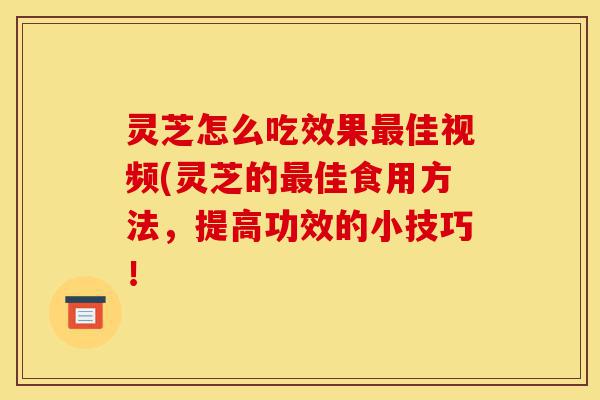 灵芝怎么吃效果最佳视频(灵芝的最佳食用方法,提高功效的小技巧!-第1张图片-灵芝之家 灵芝怎么吃效果最佳视频(灵芝的最佳食用方法,提高功效的小技巧!-第1张图片-灵芝之家