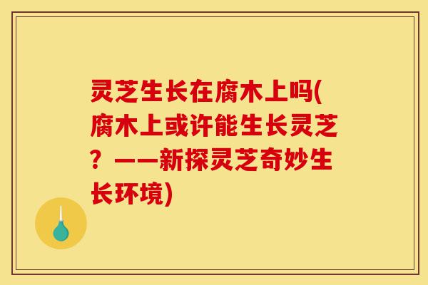 灵芝生长在腐木上吗(腐木上或许能生长灵芝?——新探灵芝奇妙生长环境)-第1张图片-灵芝之家 灵芝生长在腐木上吗(腐木上或许能生长灵芝?——新探灵芝奇妙生长环境)-第1张图片-灵芝之家