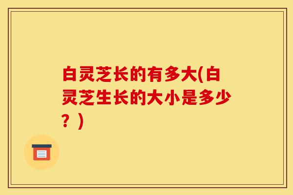 白灵芝长的有多大(白灵芝生长的大小是多少?)-第1张图片-灵芝之家 白灵芝长的有多大(白灵芝生长的大小是多少?)-第1张图片-灵芝之家