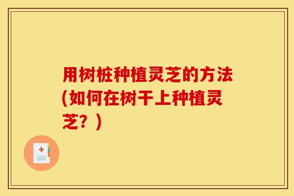 用树桩种植灵芝的方法(如何在树干上种植灵芝?)-第1张图片-灵芝之家 用树桩种植灵芝的方法(如何在树干上种植灵芝?)-第1张图片-灵芝之家
