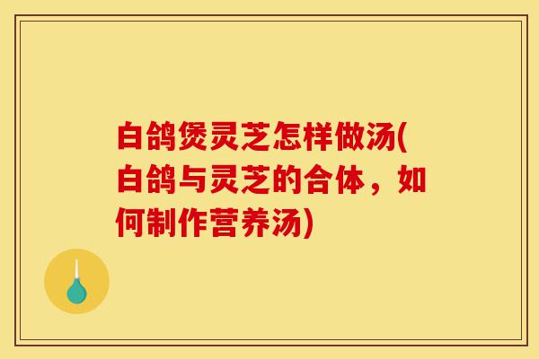 白鸽煲灵芝怎样做汤(白鸽与灵芝的合体,如何制作营养汤)-第1张图片-灵芝之家 白鸽煲灵芝怎样做汤(白鸽与灵芝的合体,如何制作营养汤)-第1张图片-灵芝之家
