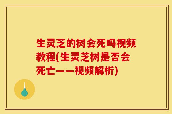 生灵芝的树会死吗视频教程(生灵芝树是否会死亡——视频解析)-第1张图片-灵芝之家