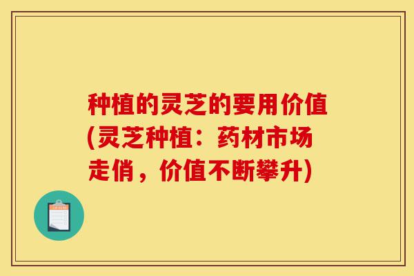种植的灵芝的要用价值(灵芝种植:药材市场走俏,价值不断攀升)-第1张图片-灵芝之家 种植的灵芝的要用价值(灵芝种植:药材市场走俏,价值不断攀升)-第1张图片-灵芝之家