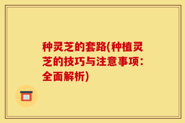 种灵芝的套路(种植灵芝的技巧与注意事项:全面解析)-第1张图片-灵芝之家 种灵芝的套路(种植灵芝的技巧与注意事项:全面解析)-第1张图片-灵芝之家