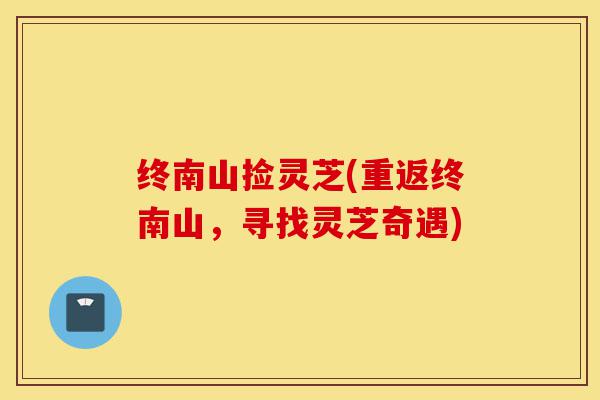 终南山捡灵芝(重返终南山,寻找灵芝奇遇)-第1张图片-灵芝之家 终南山捡灵芝(重返终南山,寻找灵芝奇遇)-第1张图片-灵芝之家