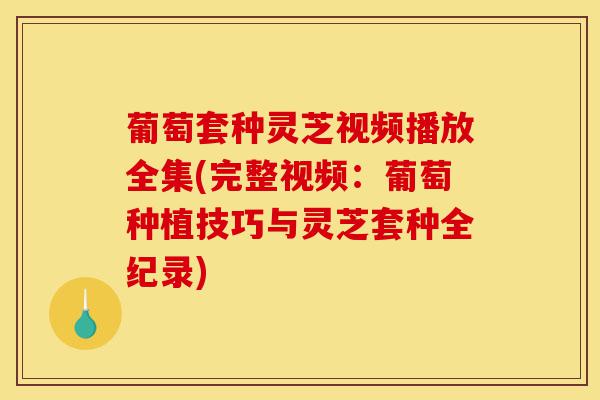 葡萄套种灵芝视频播放全集(完整视频：葡萄种植技巧与灵芝套种全纪录)-第1张图片-灵芝之家
