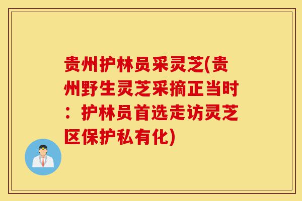 贵州护林员采灵芝(贵州野生灵芝采摘正当时:护林员首选走访灵芝区保护私有化)-第1张图片-灵芝之家 贵州护林员采灵芝(贵州野生灵芝采摘正当时:护林员首选走访灵芝区保护私有化)-第1张图片-灵芝之家