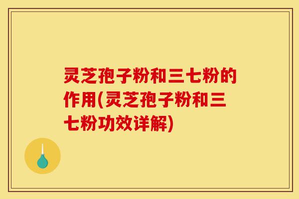 灵芝孢子粉和三七粉的作用(灵芝孢子粉和三七粉功效详解)-第1张图片-灵芝之家