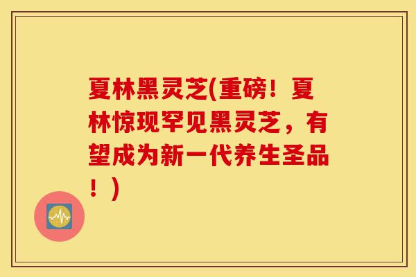 夏林黑灵芝(重磅！夏林惊现罕见黑灵芝，有望成为新一代养生圣品！)-第1张图片-灵芝之家