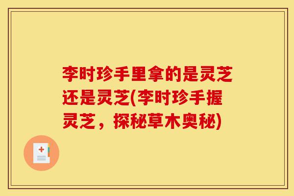 李时珍手里拿的是灵芝还是灵芝(李时珍手握灵芝,探秘草木奥秘)-第1张图片-灵芝之家 李时珍手里拿的是灵芝还是灵芝(李时珍手握灵芝,探秘草木奥秘)-第1张图片-灵芝之家