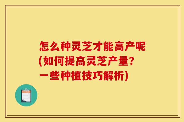 怎么种灵芝才能高产呢(如何提高灵芝产量?一些种植技巧解析)-第1张图片-灵芝之家 怎么种灵芝才能高产呢(如何提高灵芝产量?一些种植技巧解析)-第1张图片-灵芝之家