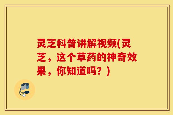 灵芝科普讲解视频(灵芝，这个草药的神奇效果，你知道吗？)-第1张图片-灵芝之家