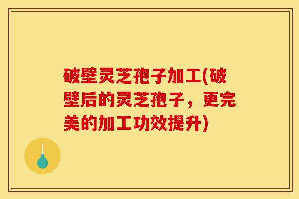 破壁灵芝孢子加工(破壁后的灵芝孢子，更完美的加工功效提升)-第1张图片-灵芝之家