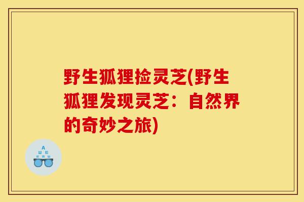 野生狐狸捡灵芝(野生狐狸发现灵芝:自然界的奇妙之旅)-第1张图片-灵芝之家 野生狐狸捡灵芝(野生狐狸发现灵芝:自然界的奇妙之旅)-第1张图片-灵芝之家