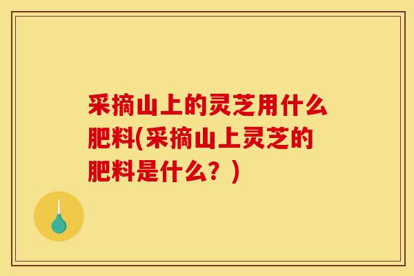 采摘山上的灵芝用什么肥料(采摘山上灵芝的肥料是什么？)-第1张图片-灵芝之家
