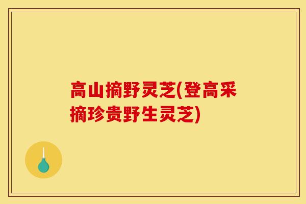 高山摘野灵芝(登高采摘珍贵野生灵芝)-第1张图片-灵芝之家 高山摘野灵芝(登高采摘珍贵野生灵芝)-第1张图片-灵芝之家