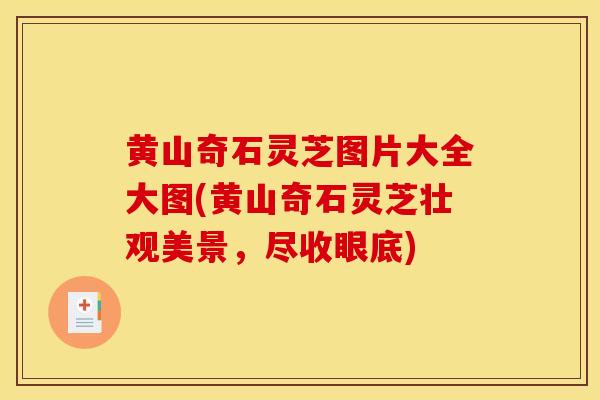 黄山奇石灵芝图片大全大图(黄山奇石灵芝壮观美景,尽收眼底)-第1张图片-灵芝之家 黄山奇石灵芝图片大全大图(黄山奇石灵芝壮观美景,尽收眼底)-第1张图片-灵芝之家