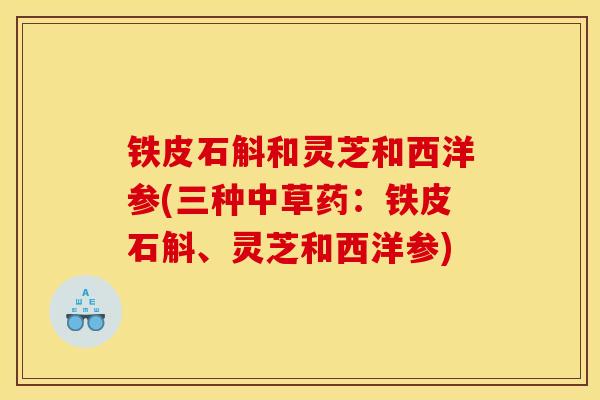 铁皮石斛和灵芝和西洋参(三种中草药:铁皮石斛、灵芝和西洋参)-第1张图片-灵芝之家 铁皮石斛和灵芝和西洋参(三种中草药:铁皮石斛、灵芝和西洋参)-第1张图片-灵芝之家