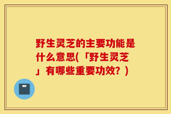 野生灵芝的主要功能是什么意思(「野生灵芝」有哪些重要功效？)-第1张图片-灵芝之家