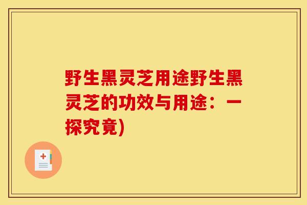 野生黑灵芝用途野生黑灵芝的功效与用途：一探究竟)-第1张图片-灵芝之家