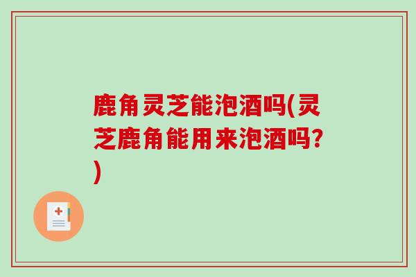鹿角灵芝能泡酒吗(灵芝鹿角能用来泡酒吗?)-第1张图片-灵芝之家 鹿角灵芝能泡酒吗(灵芝鹿角能用来泡酒吗?)-第1张图片-灵芝之家