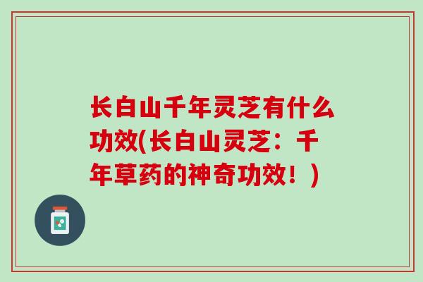长白山千年灵芝有什么功效(长白山灵芝:千年草药的神奇功效!)-第1张图片-灵芝之家 长白山千年灵芝有什么功效(长白山灵芝:千年草药的神奇功效!)-第1张图片-灵芝之家