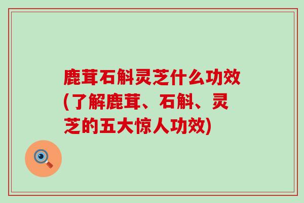 鹿茸石斛灵芝什么功效(了解鹿茸、石斛、灵芝的五大惊人功效)-第1张图片-灵芝之家 鹿茸石斛灵芝什么功效(了解鹿茸、石斛、灵芝的五大惊人功效)-第1张图片-灵芝之家