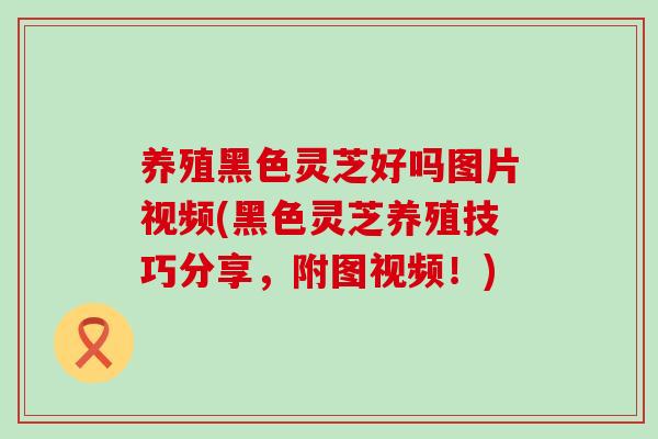 养殖黑色灵芝好吗图片视频(黑色灵芝养殖技巧分享,附图视频!)-第1张图片-灵芝之家 养殖黑色灵芝好吗图片视频(黑色灵芝养殖技巧分享,附图视频!)-第1张图片-灵芝之家