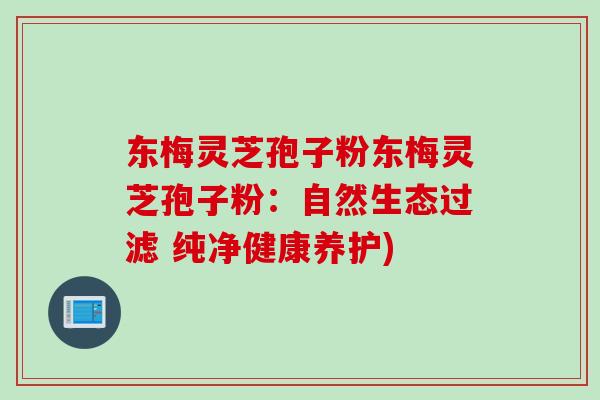 东梅灵芝孢子粉东梅灵芝孢子粉:自然生态过滤 纯净健康养护)-第1张图片-灵芝之家 东梅灵芝孢子粉东梅灵芝孢子粉:自然生态过滤 纯净健康养护)-第1张图片-灵芝之家