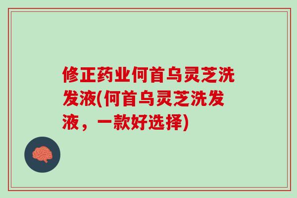 修正药业何首乌灵芝洗发液(何首乌灵芝洗发液,一款好选择)-第1张图片-灵芝之家 修正药业何首乌灵芝洗发液(何首乌灵芝洗发液,一款好选择)-第1张图片-灵芝之家