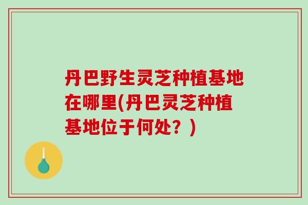 丹巴野生灵芝种植基地在哪里(丹巴灵芝种植基地位于何处?)-第1张图片-灵芝之家 丹巴野生灵芝种植基地在哪里(丹巴灵芝种植基地位于何处?)-第1张图片-灵芝之家