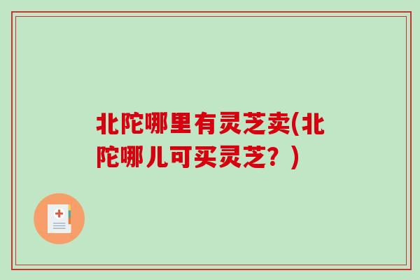 北陀哪里有灵芝卖(北陀哪儿可买灵芝？)-第1张图片-灵芝之家