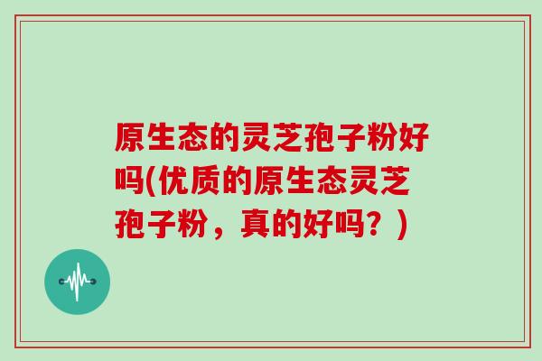 原生态的灵芝孢子粉好吗(优质的原生态灵芝孢子粉,真的好吗?)-第1张图片-灵芝之家 原生态的灵芝孢子粉好吗(优质的原生态灵芝孢子粉,真的好吗?)-第1张图片-灵芝之家