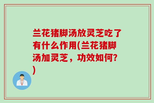 兰花猪脚汤放灵芝吃了有什么作用(兰花猪脚汤加灵芝，功效如何？)-第1张图片-灵芝之家