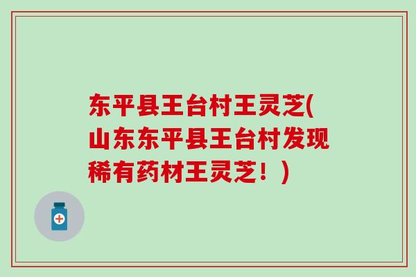 东平县王台村王灵芝(山东东平县王台村发现稀有药材王灵芝!)-第1张图片-灵芝之家 东平县王台村王灵芝(山东东平县王台村发现稀有药材王灵芝!)-第1张图片-灵芝之家
