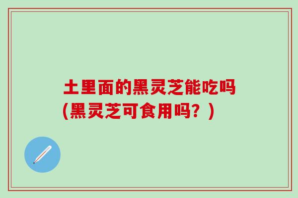 土里面的黑灵芝能吃吗(黑灵芝可食用吗?)-第1张图片-灵芝之家 土里面的黑灵芝能吃吗(黑灵芝可食用吗?)-第1张图片-灵芝之家
