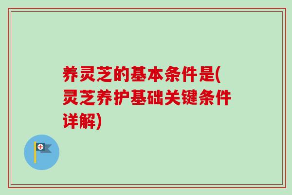 养灵芝的基本条件是(灵芝养护基础关键条件详解)-第1张图片-灵芝之家 养灵芝的基本条件是(灵芝养护基础关键条件详解)-第1张图片-灵芝之家