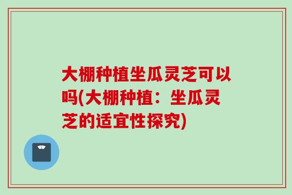 大棚种植坐瓜灵芝可以吗(大棚种植:坐瓜灵芝的适宜性探究)-第1张图片-灵芝之家 大棚种植坐瓜灵芝可以吗(大棚种植:坐瓜灵芝的适宜性探究)-第1张图片-灵芝之家