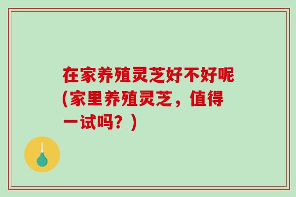 在家养殖灵芝好不好呢(家里养殖灵芝，值得一试吗？)-第1张图片-灵芝之家