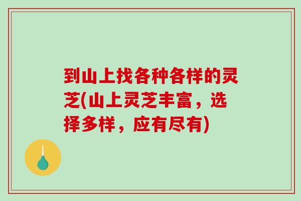 到山上找各种各样的灵芝(山上灵芝丰富,选择多样,应有尽有)-第1张图片-灵芝之家 到山上找各种各样的灵芝(山上灵芝丰富,选择多样,应有尽有)-第1张图片-灵芝之家