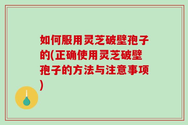 如何服用灵芝破壁孢子的(正确使用灵芝破壁孢子的方法与注意事项)-第1张图片-灵芝之家 如何服用灵芝破壁孢子的(正确使用灵芝破壁孢子的方法与注意事项)-第1张图片-灵芝之家
