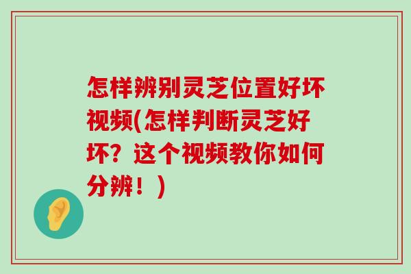 怎样辨别灵芝位置好坏视频(怎样判断灵芝好坏?这个视频教你如何分辨!)-第1张图片-灵芝之家 怎样辨别灵芝位置好坏视频(怎样判断灵芝好坏?这个视频教你如何分辨!)-第1张图片-灵芝之家
