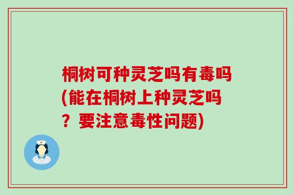 桐树可种灵芝吗有毒吗(能在桐树上种灵芝吗?要注意毒性问题)-第1张图片-灵芝之家 桐树可种灵芝吗有毒吗(能在桐树上种灵芝吗?要注意毒性问题)-第1张图片-灵芝之家