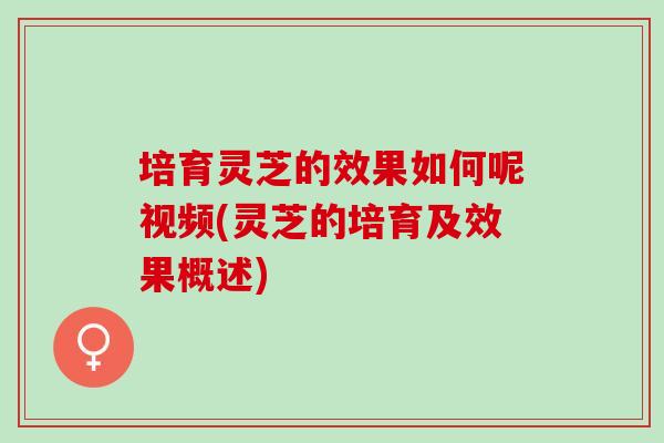 培育灵芝的效果如何呢视频(灵芝的培育及效果概述)-第1张图片-灵芝之家 培育灵芝的效果如何呢视频(灵芝的培育及效果概述)-第1张图片-灵芝之家