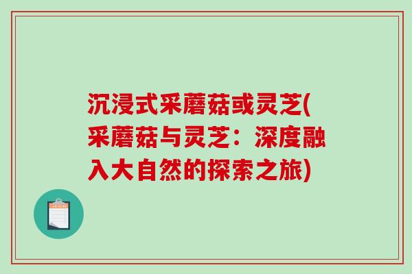 沉浸式采蘑菇或灵芝(采蘑菇与灵芝:深度融入大自然的探索之旅)-第1张图片-灵芝之家 沉浸式采蘑菇或灵芝(采蘑菇与灵芝:深度融入大自然的探索之旅)-第1张图片-灵芝之家