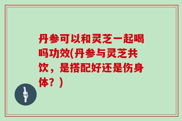 丹参可以和灵芝一起喝吗功效(丹参与灵芝共饮,是搭配好还是伤身体?)-第1张图片-灵芝之家 丹参可以和灵芝一起喝吗功效(丹参与灵芝共饮,是搭配好还是伤身体?)-第1张图片-灵芝之家
