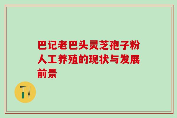 巴记老巴头灵芝孢子粉人工养殖的现状与发展前景-第1张图片-灵芝之家 巴记老巴头灵芝孢子粉人工养殖的现状与发展前景-第1张图片-灵芝之家