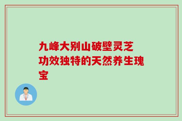 九峰大别山破壁灵芝 功效独特的天然养生瑰宝-第1张图片-灵芝之家