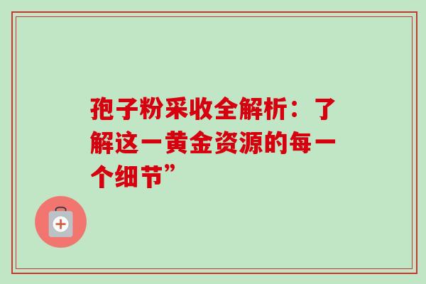 孢子粉采收全解析:了解这一黄金资源的每一个细节”-第1张图片-灵芝之家 孢子粉采收全解析:了解这一黄金资源的每一个细节”-第1张图片-灵芝之家